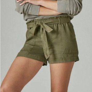 EUC Loft lou & Gray Olive Green Tie Waist Linen Shorts